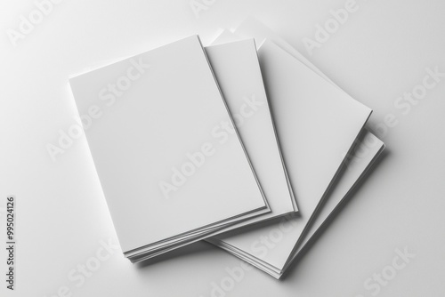 Blank A4 Stacked Paper Mockup isolated created with Generative AI