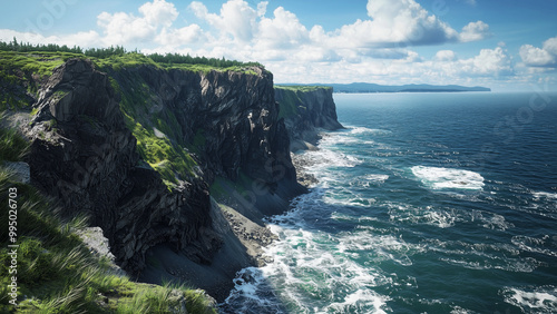 Dramatic Coastal Cliffs of Hokkaido Overlooking the Wild Ocean photo