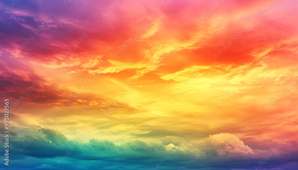 A dreamy sky transitioning from a golden sunset to a full spectrum of rainbow colors, giving off a vibrant yet calming feel A dreamy sky transitioning from a golden sunset to a full spectrum of rainbow colors, giving off a vibrant yet calming feel