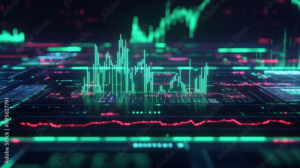 Colorful digital data visualization with graphs and charts on a dark background, representing complex data analysis. Colorful digital data visualization with graphs and charts on a dark background, representing complex data analysis.