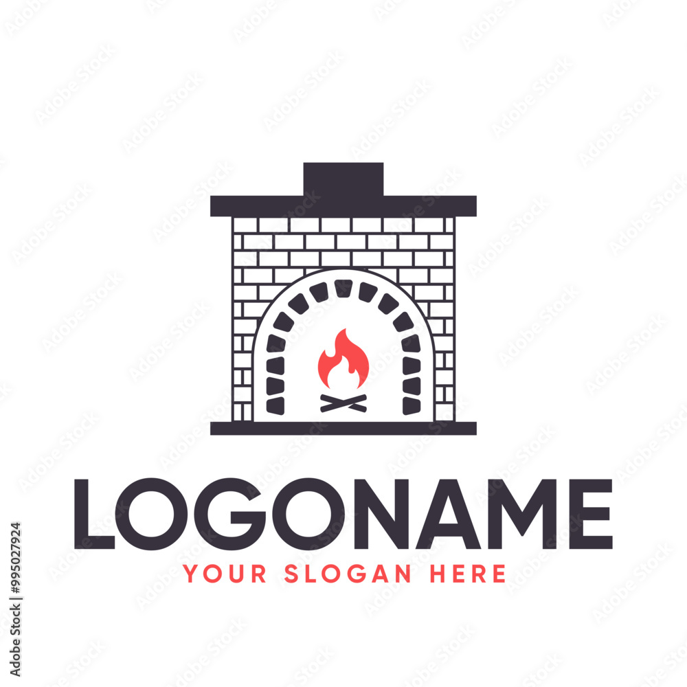 Fireplace Vector Logo Design Fireplace Vector Logo Design