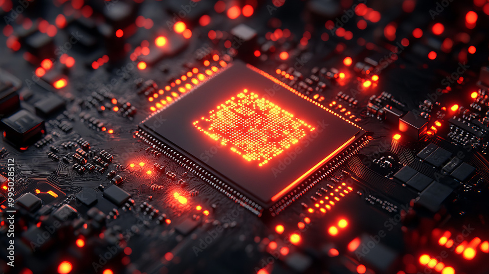 Artificial Intelligence AI brain as computer chip on circuit board. Artificial Intelligence AI brain as computer chip on circuit board.