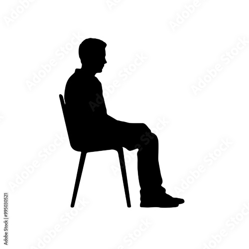 Man in Chair Outline – Simple Black and White Vector