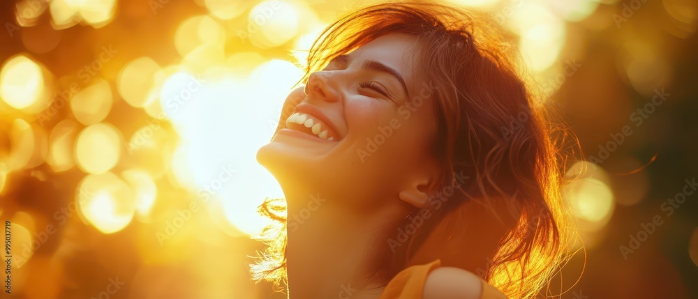Elegant woman midlaugh, throwing her head back in genuine joy, soft natural lighting, vibrant colors, candid moment happiness laughter emotion Elegant woman midlaugh, throwing her head back in genuine joy, soft natural lighting, vibrant colors, candid moment happiness laughter emotion