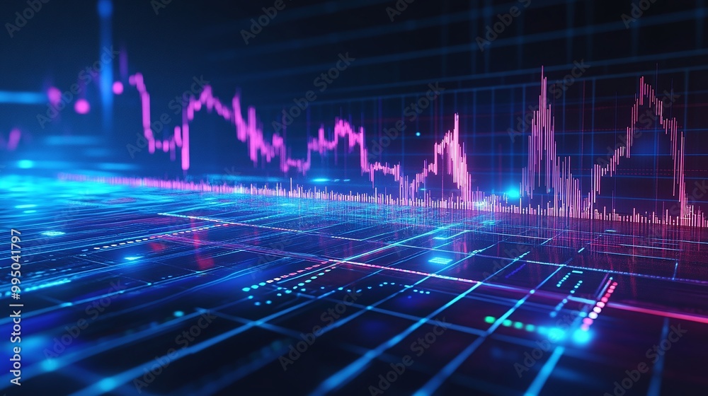 Futuristic data visualization with vibrant colors, showcasing digital trends and analytics in a modern abstract design. Futuristic data visualization with vibrant colors, showcasing digital trends and analytics in a modern abstract design.