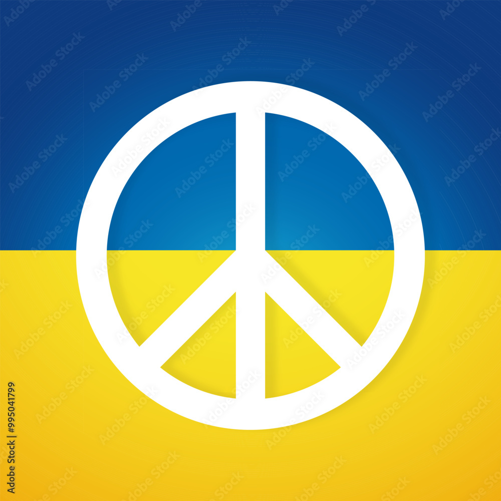 Vector icon logo design of the International peace symbol Pacific on the background of the Ukrainian flag. Emblem of the anti-military movement. Support for Ukraine Vector icon logo design of the International peace symbol Pacific on the background of the Ukrainian flag. Emblem of the anti-military movement. Support for Ukraine