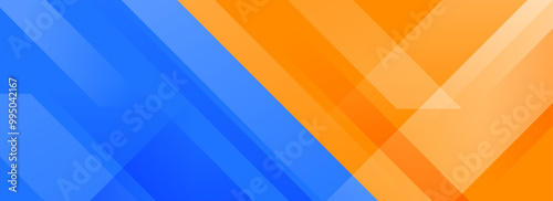 Sport game contest footer design. Wide bright sporty versus banner concept for presentation, footer, header, poster, flyer. Abstract blue and orange diagonal gradient line background. Vector wallpaper