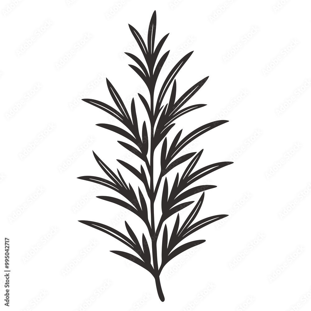 Obraz premium Rosemary icon Silhouette line art vector illustration 