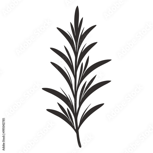 Rosemary icon Silhouette line art vector illustration 