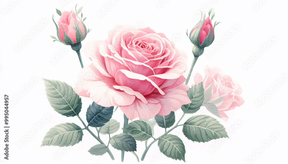 Watercolor painting of pink roses Watercolor painting of pink roses