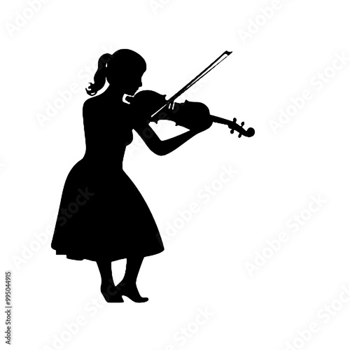 Classic Violinist Silhouette – Detailed Vector Illustration