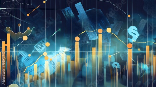A visually captivating representation of a market chart displaying a noteworthy increase in business profits