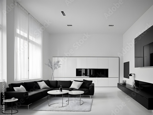 Monochrome Minimalist Interior Design Apartment House Home