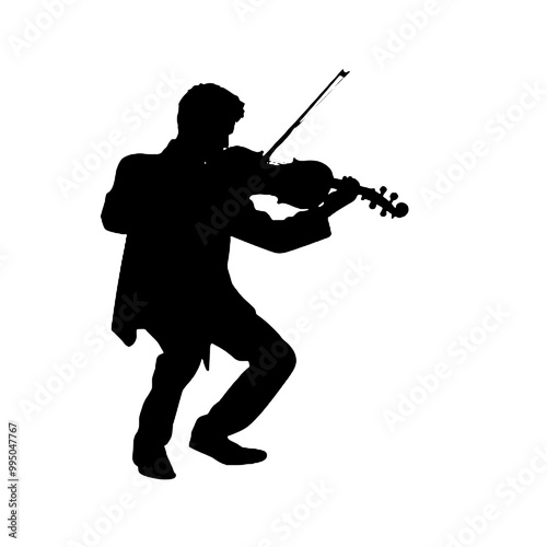 Silhouette of Violinist Playing – Minimalist Vector Illustration