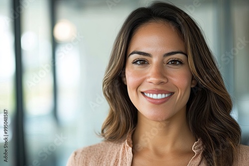 Wallpaper Mural Closeup headshot face portrait of beautiful successful hispanic young business woman looking confident at camera. generative ai Torontodigital.ca