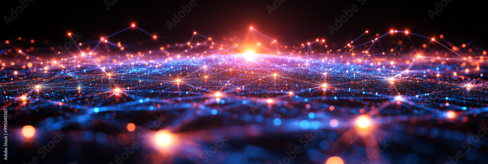 Abstract digital network with glowing lights Abstract digital network with glowing lights