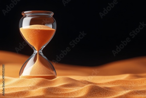 Elegant Wooden Hourglass Symbolizing Time and Patience on Black Background