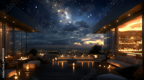 Rooftop Terrace with City L...