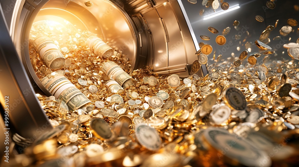 Obraz premium Money Overflowing From Vault.