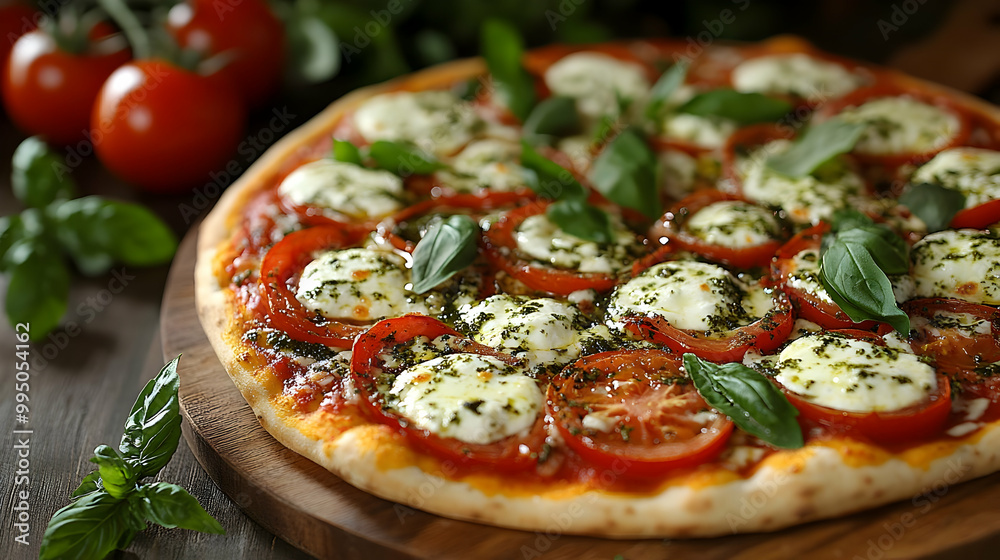 Tomato & Basil Pizza with Fresh Mozzarella - Delicious Recipe