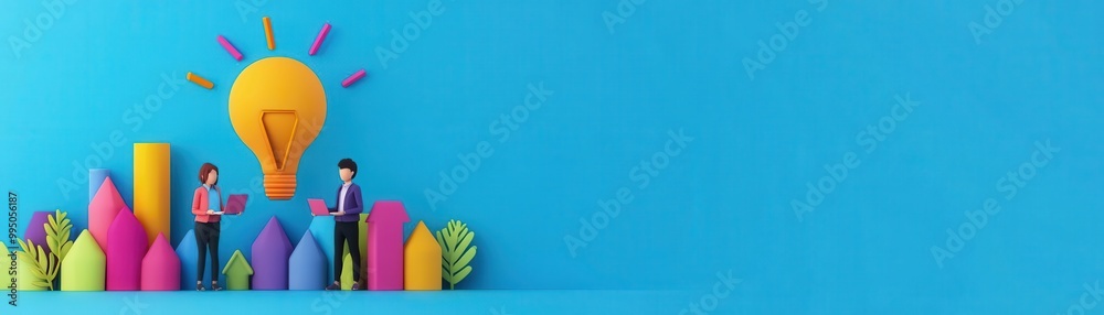 Team innovation challenge, startup weekend theme, 3D render, colored pastel Team innovation challenge, startup weekend theme, 3D render, colored pastel