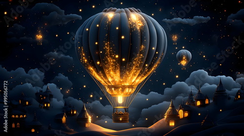 Hot Air Balloons Glowing in...