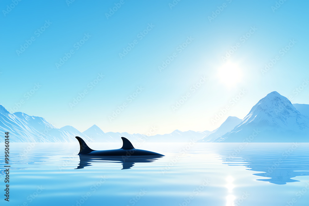 Coastal eco system, migrating wildlife between land and sea, 3D illustration Coastal eco system, migrating wildlife between land and sea, 3D illustration