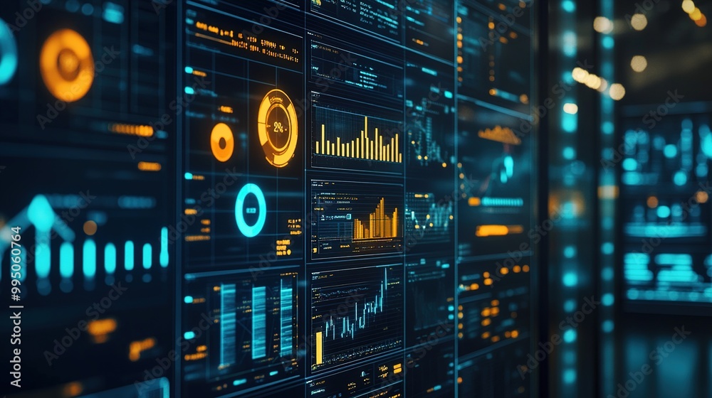 A futuristic digital interface displaying colorful graphs, charts, and data visualizations, emphasizing advanced technology and data analysis. A futuristic digital interface displaying colorful graphs, charts, and data visualizations, emphasizing advanced technology and data analysis.