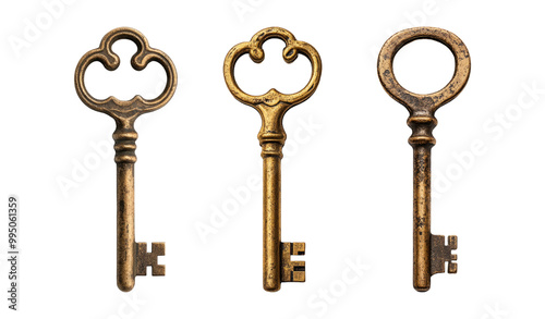 Vintage keys on transparent background