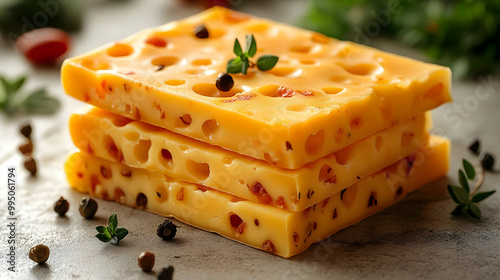 Stack of Swiss Cheese with ...