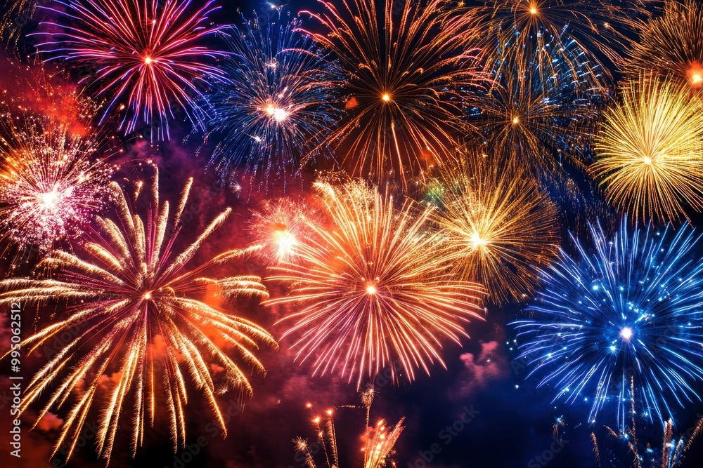 Fototapeta premium Holiday Fireworks in early summer .generative ai