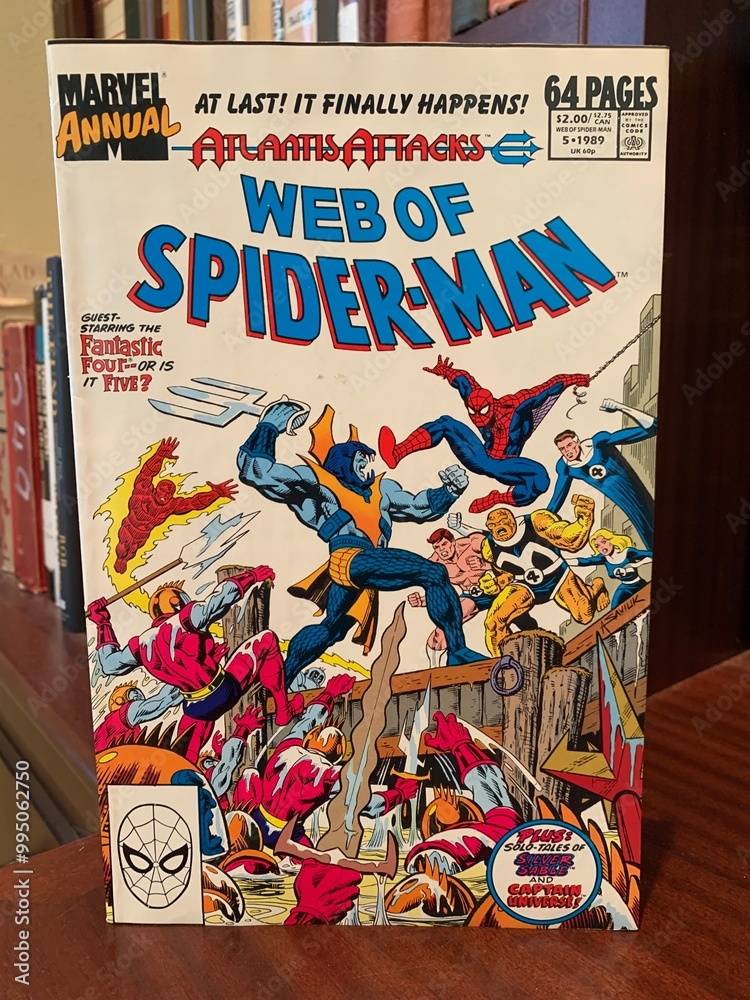 Obraz premium Seattle, WA, USA September 25, 2024 Web of Spiderman Atlantis Attacks 