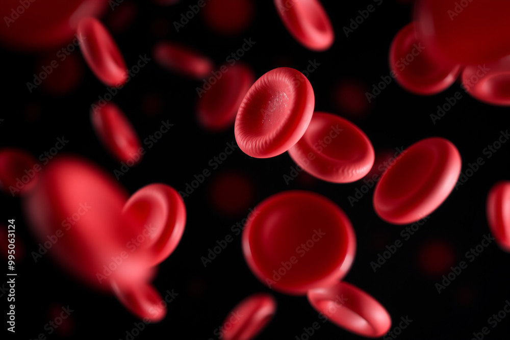 Close-up of Floating Red Blood Cells.generative AI Close-up of Floating Red Blood Cells.generative AI