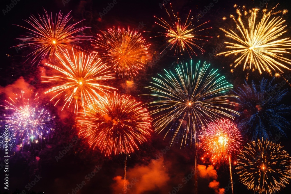 Holiday Fireworks in early summer .generative ai Holiday Fireworks in early summer .generative ai