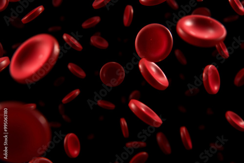 Close-up of Floating Red Blood Cells.generative AI