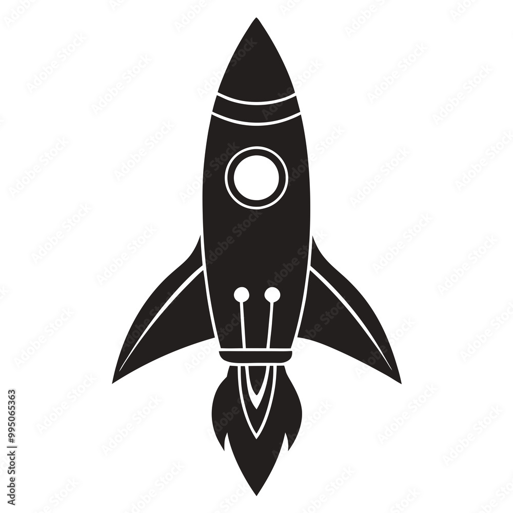 Simple rocket icon drawing Silhouette line art vector illustration
Simple rocket icon drawing Silhouette line art vector illustration