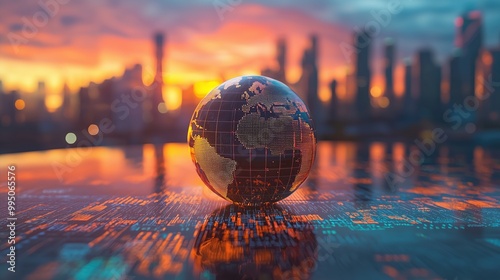 Strategic analysis of global market trends impacting investment strategies and business profitability. High-quality visualization of business data and market dynamics.