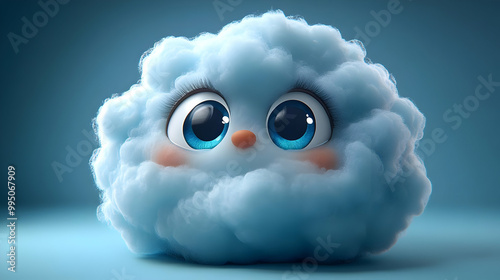 Cute Cloud Character with B...