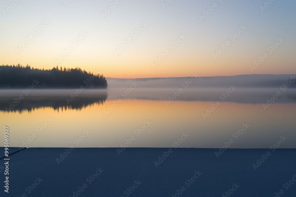 Concrete Surface with Sunrise Over Calm Lake.generative AI Concrete Surface with Sunrise Over Calm Lake.generative AI