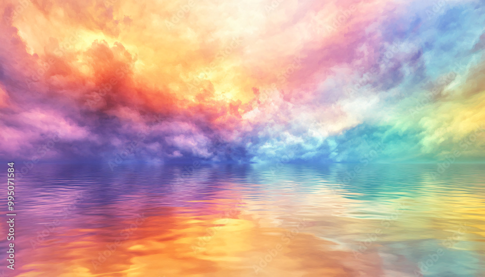 A dreamy sky transitioning from a golden sunset to a full spectrum of rainbow colors, giving off a vibrant yet calming feel A dreamy sky transitioning from a golden sunset to a full spectrum of rainbow colors, giving off a vibrant yet calming feel