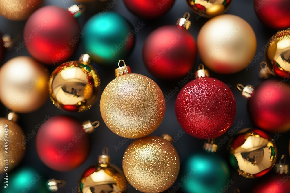 3d render swirl of gold, red, and green x-mas ornaments, soft glow, festive lights, Christmas backdrop 3d render swirl of gold, red, and green x-mas ornaments, soft glow, festive lights, Christmas backdrop