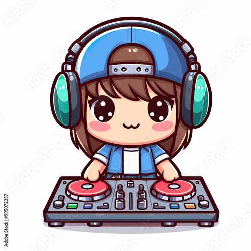 Vector image of a colorful DJ