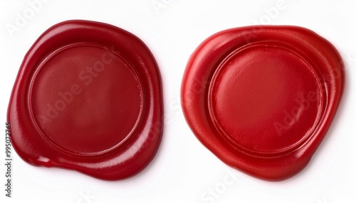 Red Wax Seal Stamps Isolated on White Background