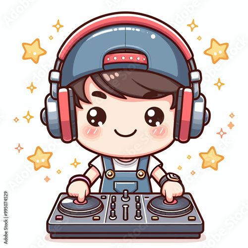 Vector image of a colorful DJ