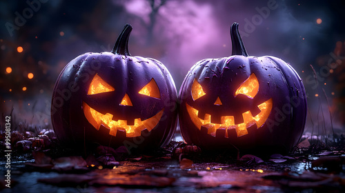 Smiling Jack-o'-Lanterns Gl...
