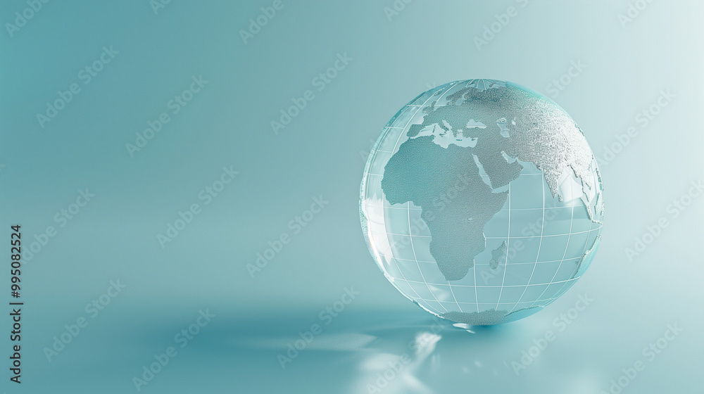 Transparent glass globe with digital patterns, symbolizing global communication and technology Transparent glass globe with digital patterns, symbolizing global communication and technology
