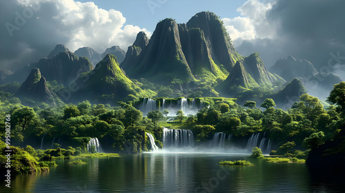Waterfalls cascading down l...