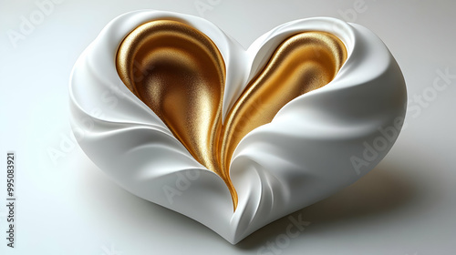 White and Gold Heart Sculpt...