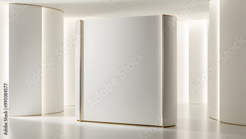 An empty white room with a window, showcasing minimalist design and open space	