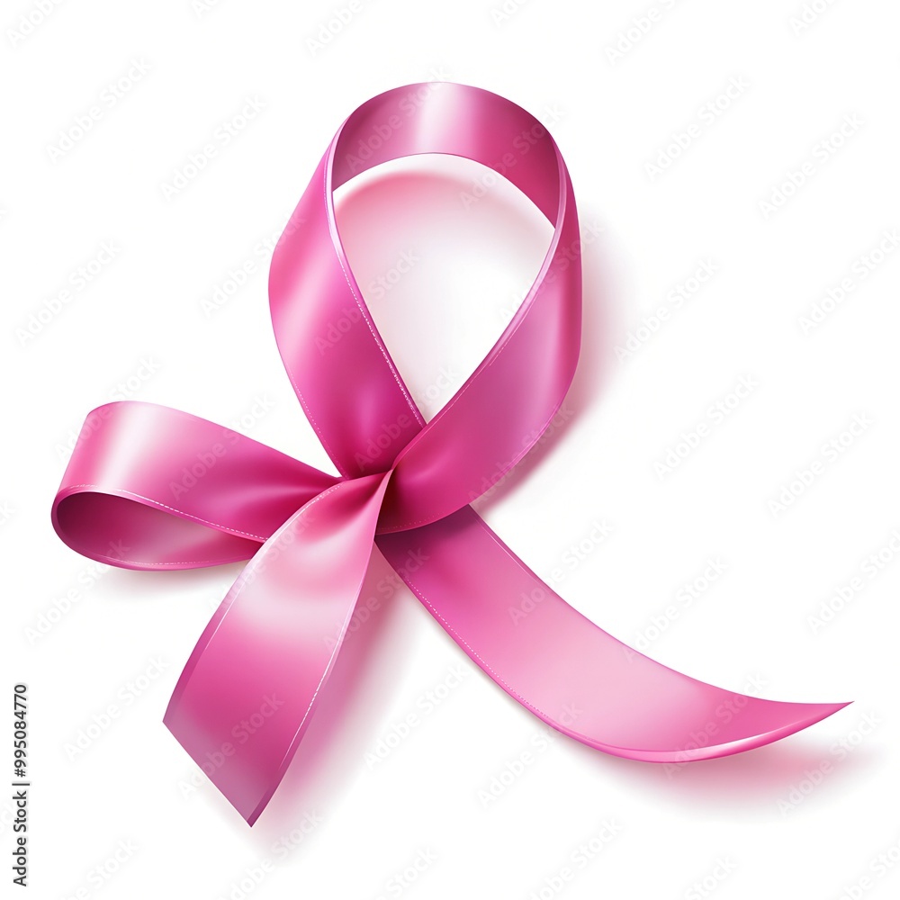 a pink ribbon with a bow on white background for Breast cancer awareness. Breast cancer Awareness month a pink ribbon with a bow on white background for Breast cancer awareness. Breast cancer Awareness month